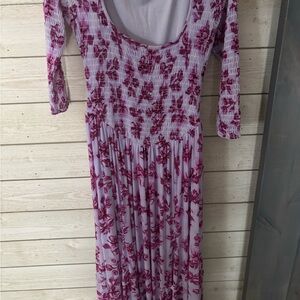 Free People Pink Floral Long Sleeve Dress